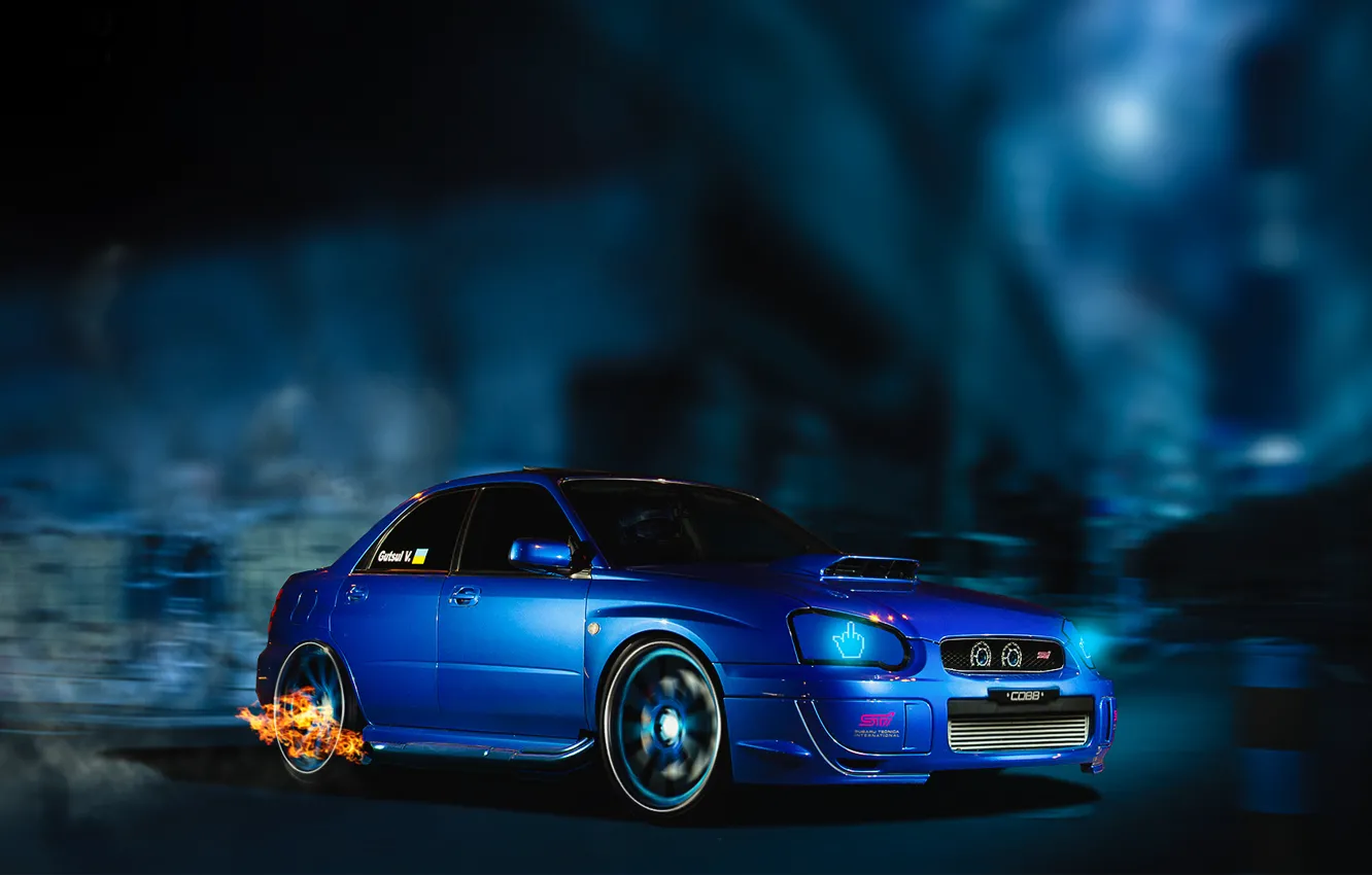 Фото обои subaru, wrx, impreza, night, art, speed, sti, like hyzyl saleem