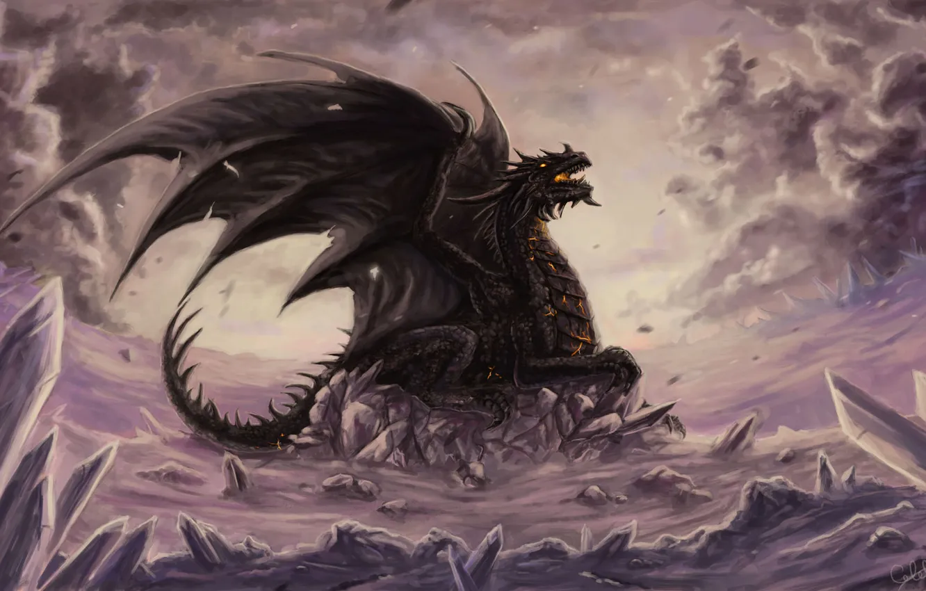 Фото обои фантастика, дракон, крылья, арт, пасть, хвост