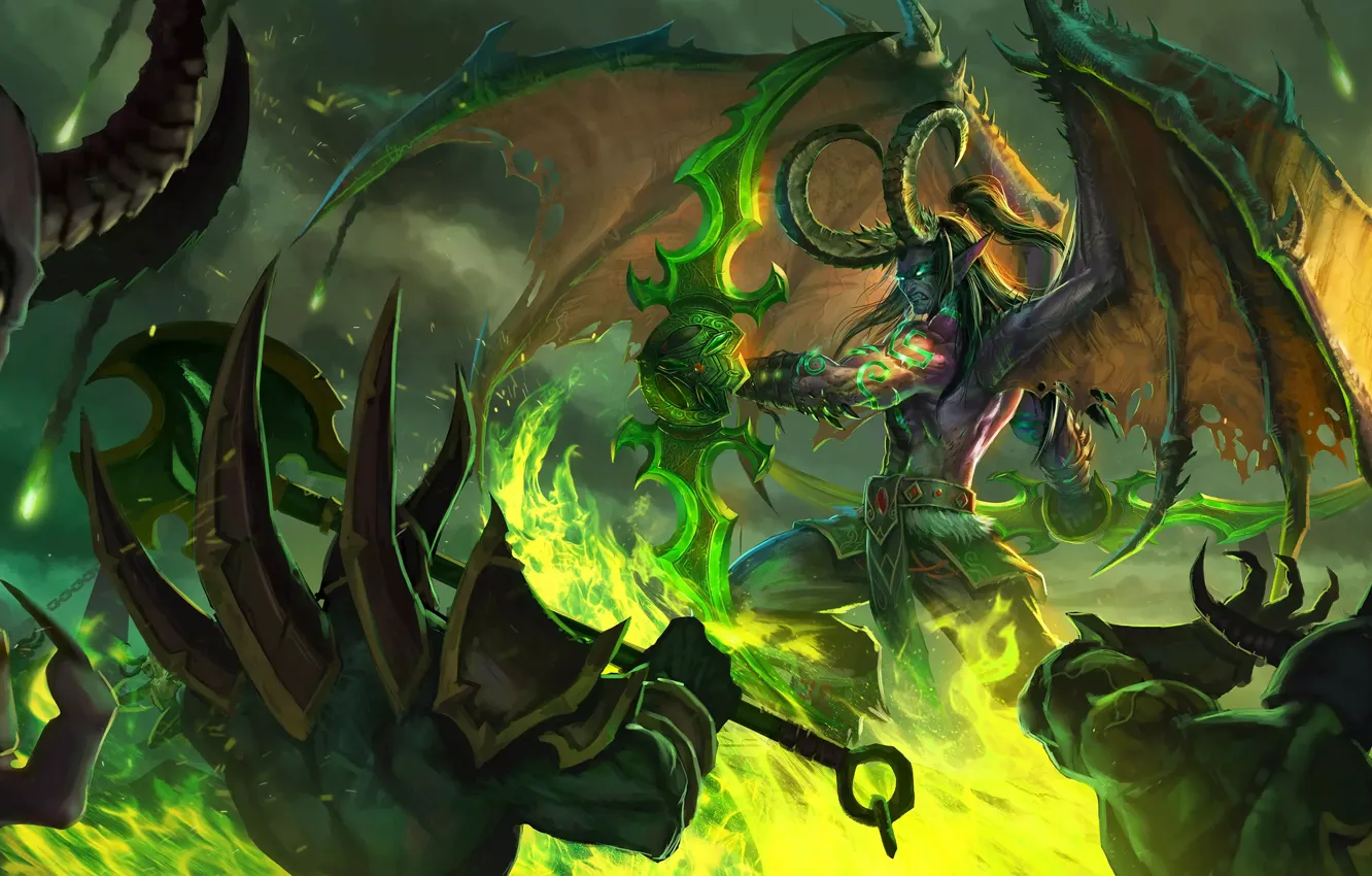 Фото обои Игра, Битва, Illidan, Демон, WOW, Stormrage, Warcraft, Blizzard