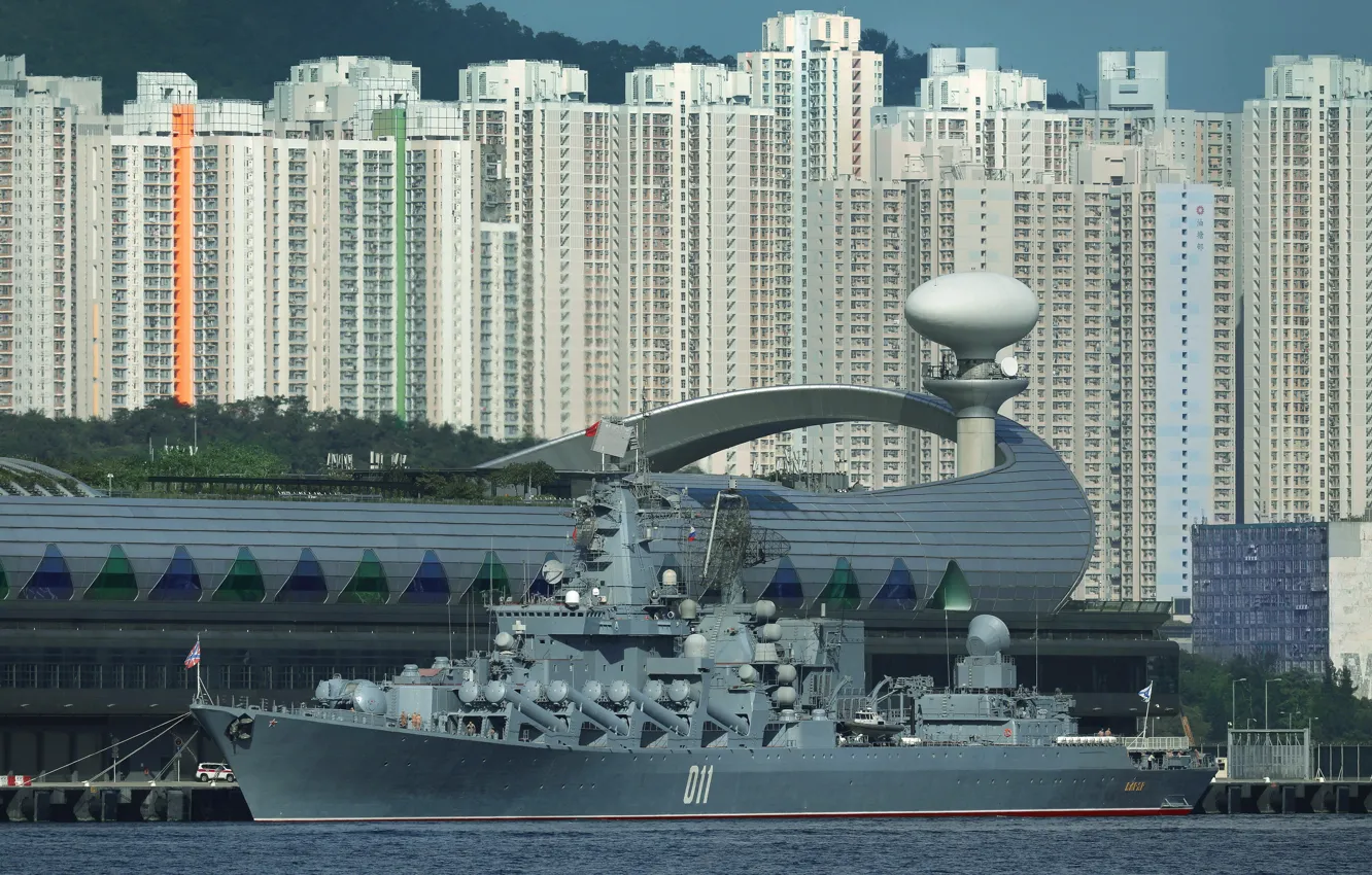 Фото обои крейсер, ракетный, гвардейский, Варяг, порт Pussan