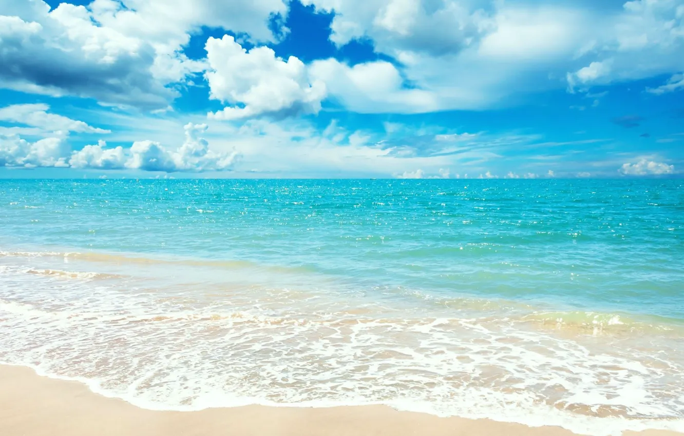 Фото обои песок, море, пляж, облака
