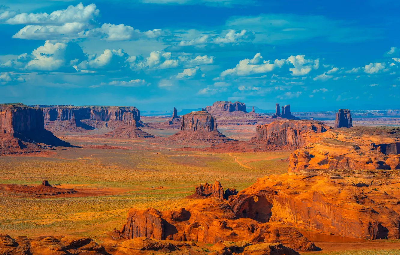 Фото обои Облака, Скала, США, Пейзаж, Monument Valley