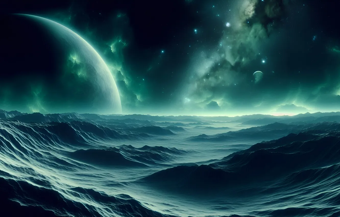 Фото обои Planets, Nebulae, Space, Landscape, Farisey