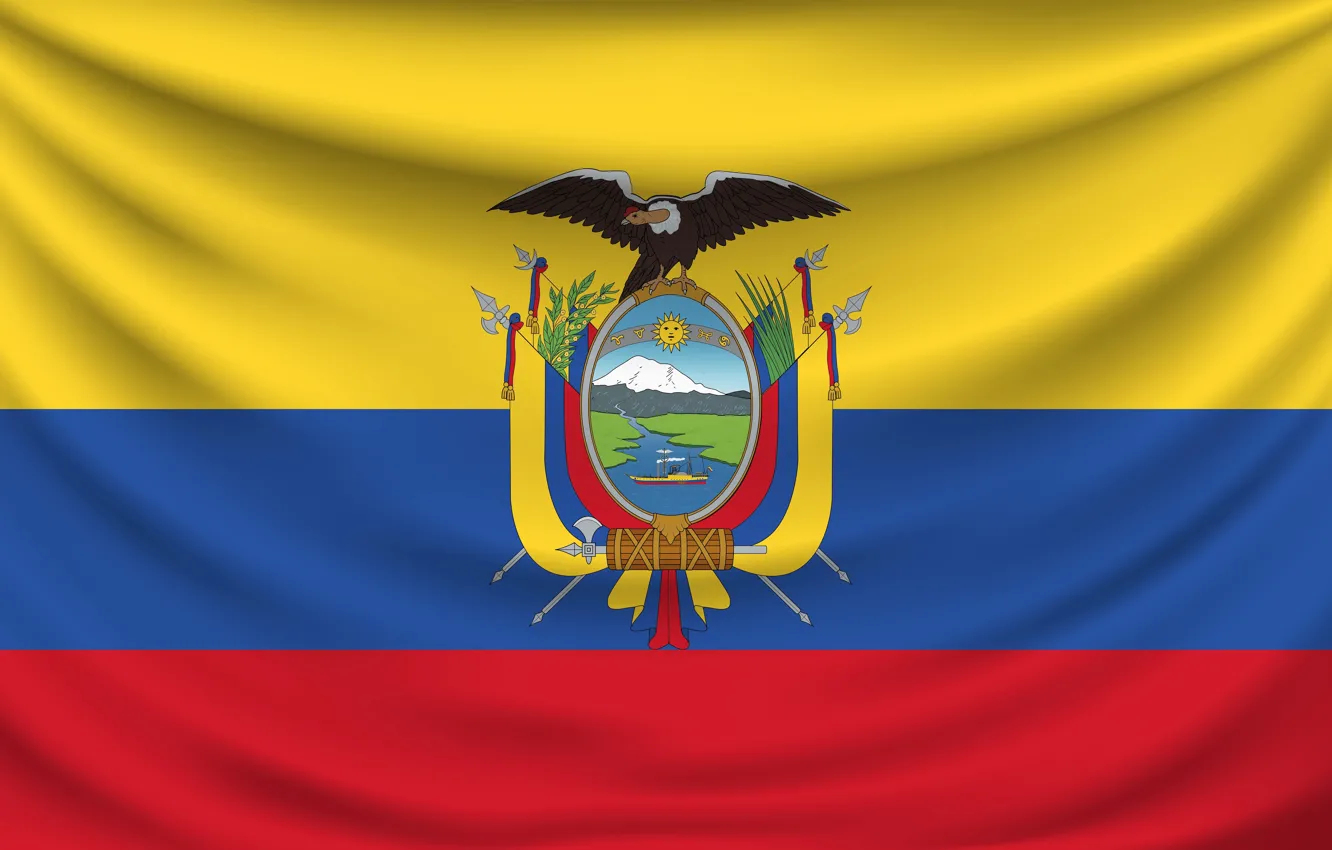 Фото обои Красный, Синий, Флаг, Орел, Жёлтый, Эквадор, Flag, Ecuador