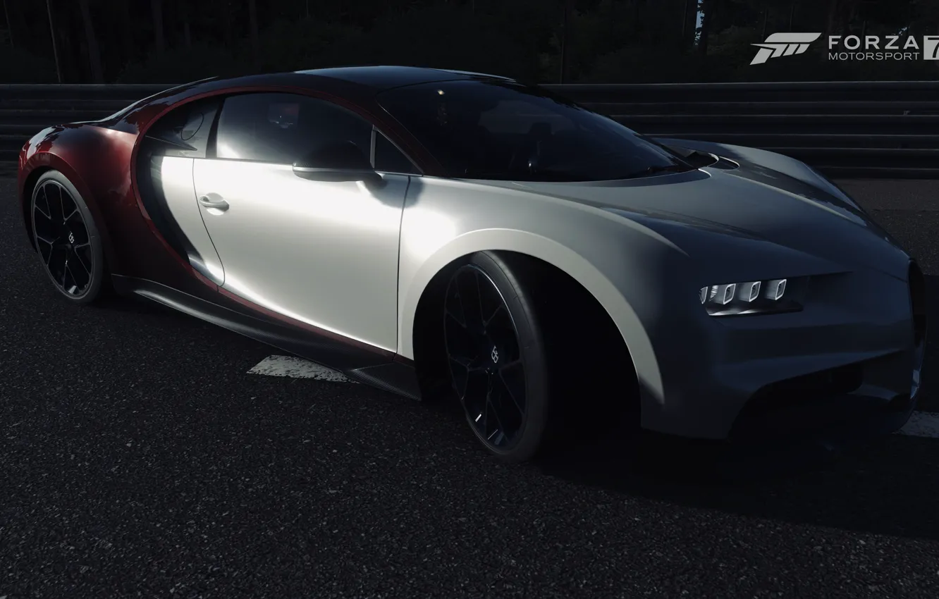 Фото обои HDR, Bugatti, Game, Sunshine, FM7, UHD, Chiron, Forza Motorsport 7