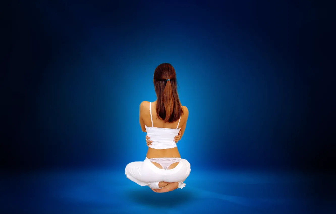 Фото обои белый, синий, медитация