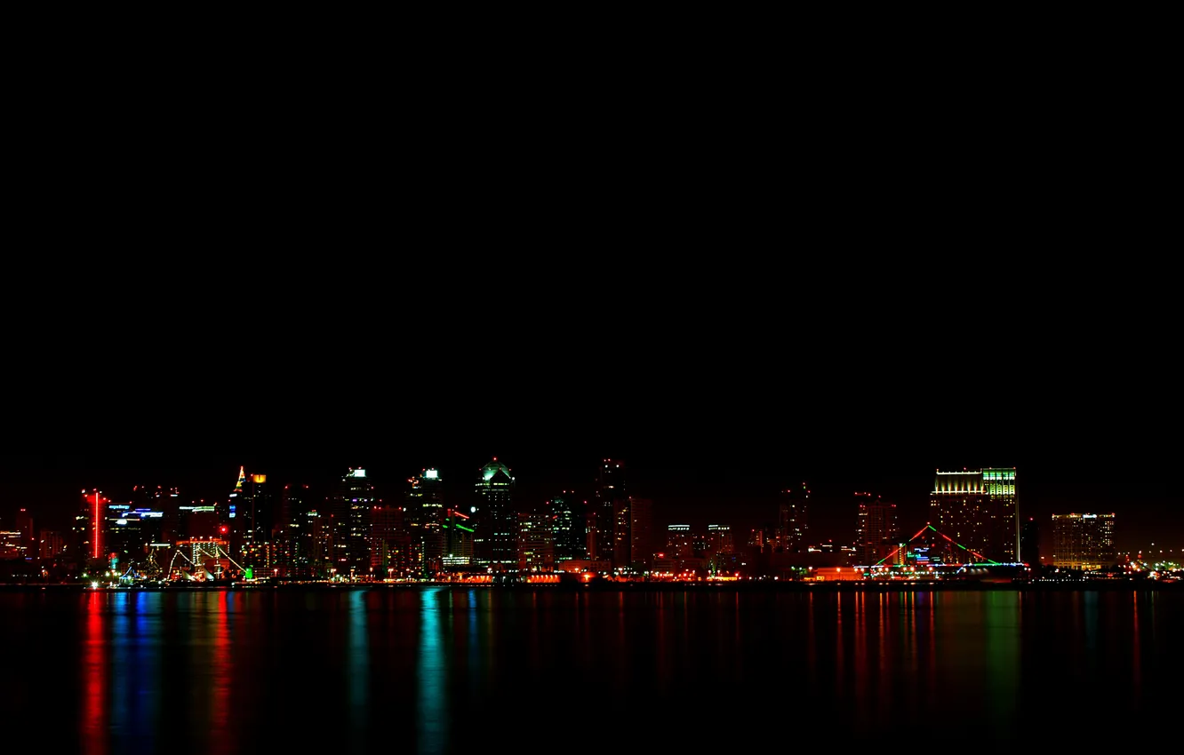 Фото обои огни, города, ночного, USA - California - San Diego