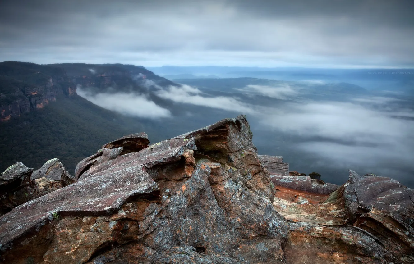 Фото обои australia, mist, Blue Mountains