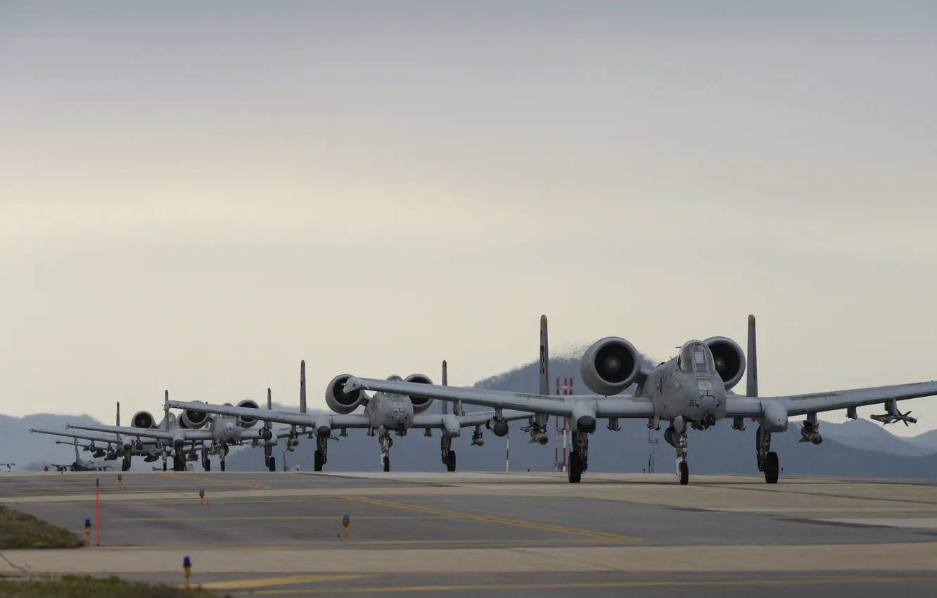 Фото обои штурмовик, ВВС США, Fairchild Republic A-10 Thunderbolt II, американский одноместный двухдвигательный