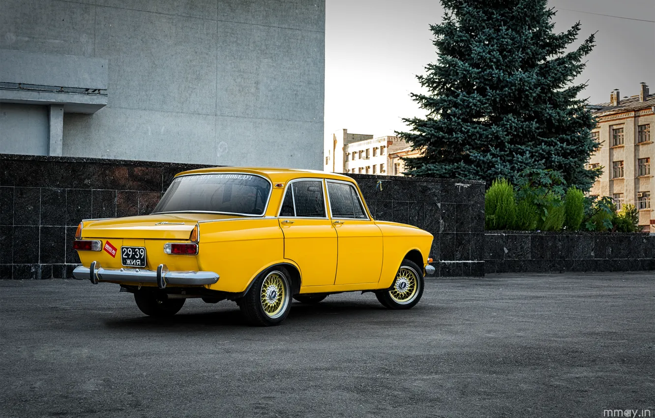 Фото обои желтый, автомобиль, 412, Москвич, АЗЛК, мося