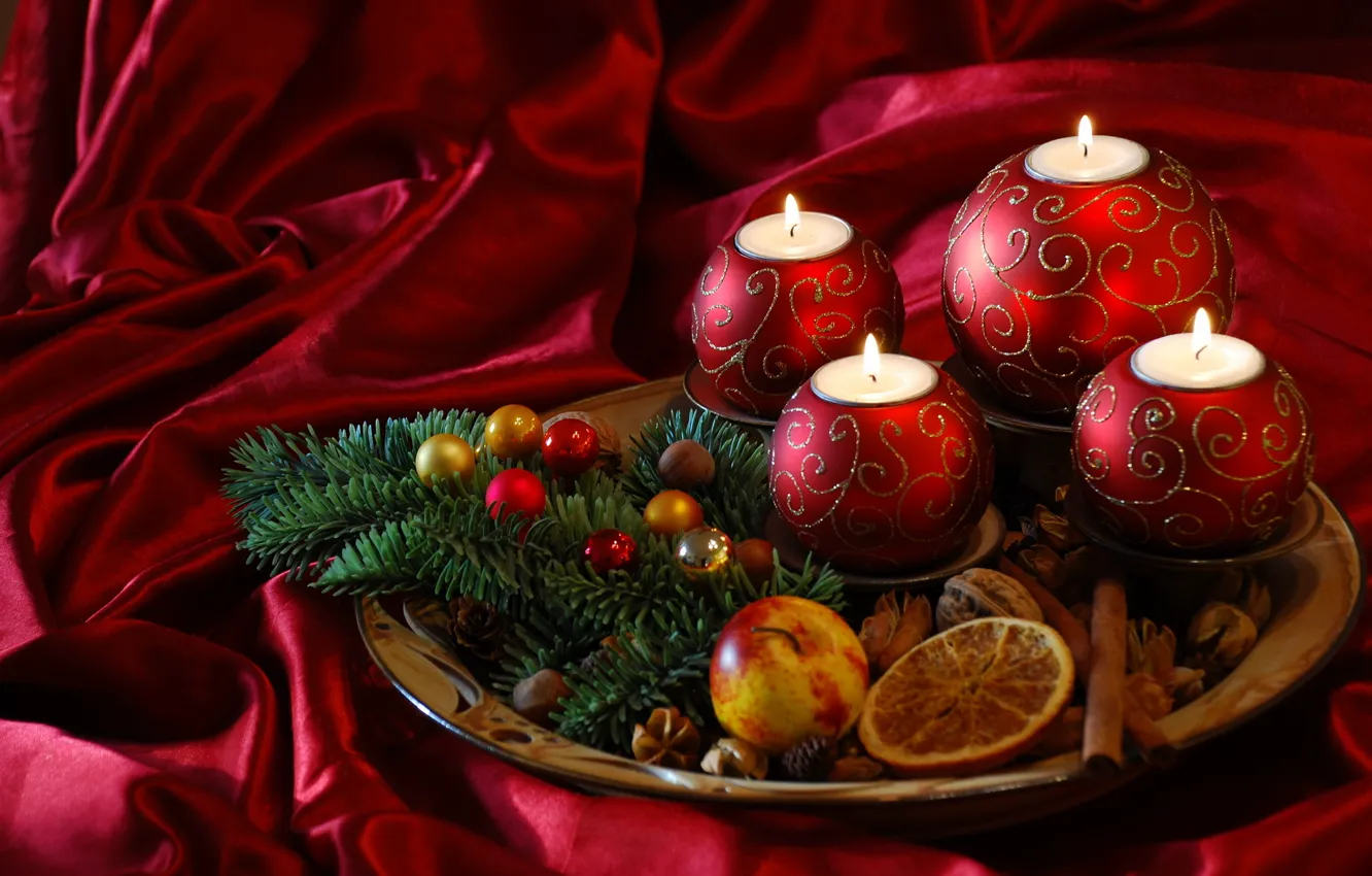 Фото обои огонь, пламя, праздник, елка, новый год, свечи, new year