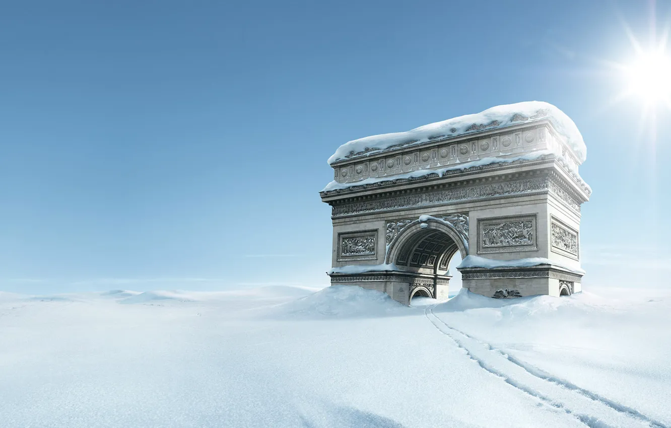 Фото обои зима, снег, тропа, арка