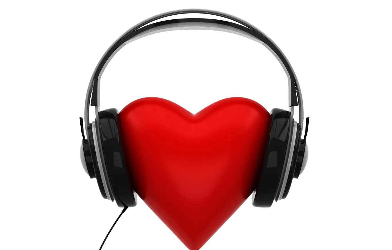 Фото обои сердце, наушники, heart, headphones