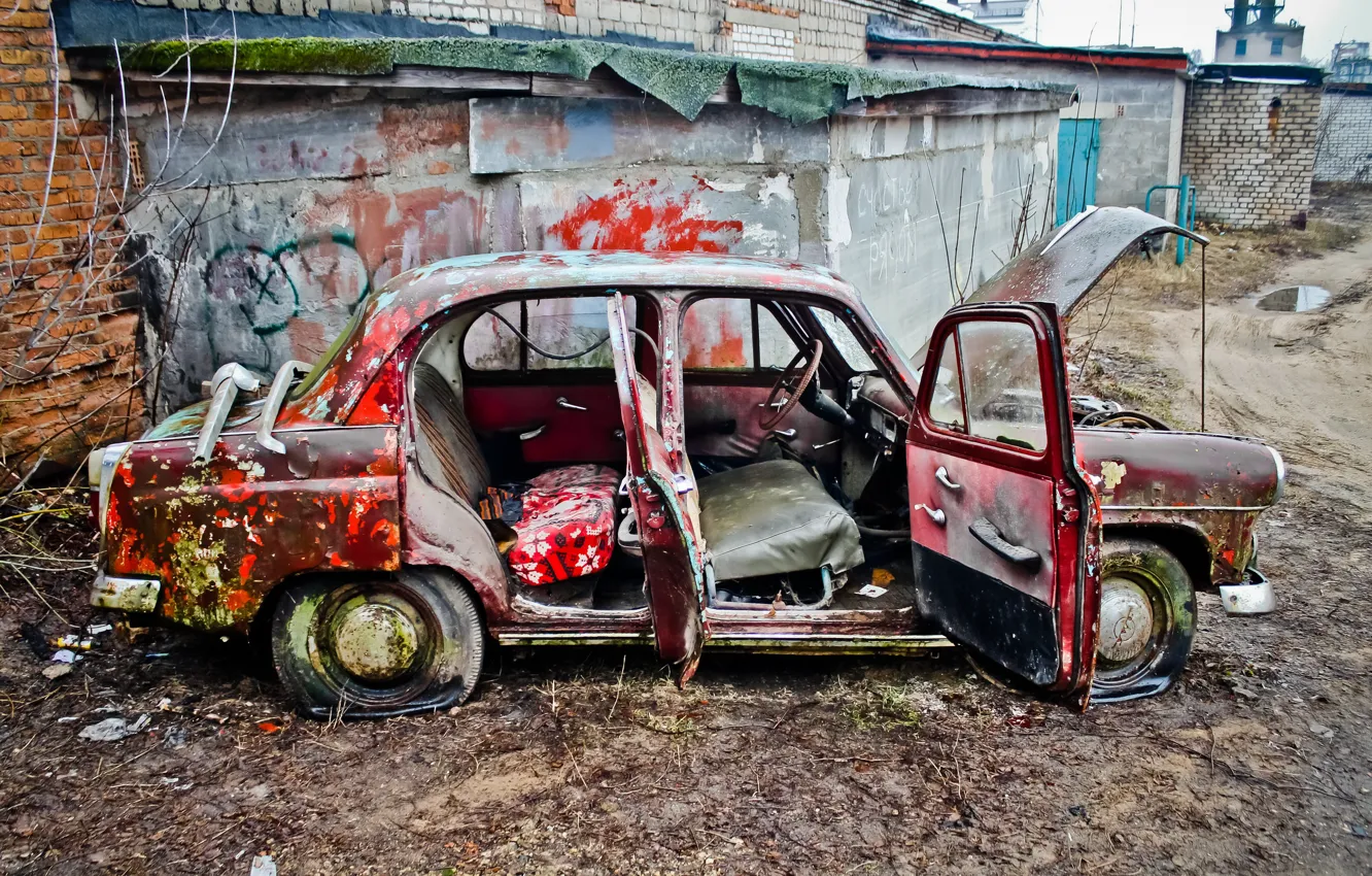 Фото обои машина, лом, москвич, 407