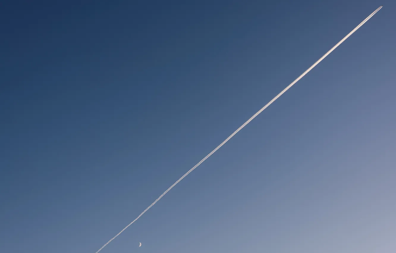 Фото обои небо, луна, самолёт