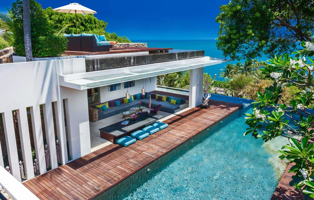 Фото обои вилла, бассейн, Таиланд, архитектура, Koh Samui, outside-inside house, Villa Hin, Chaweng