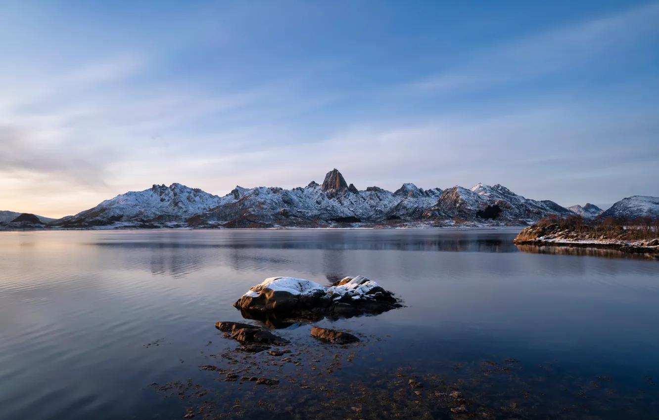 Фото обои пейзаж, горы, Норвегия, Sortland