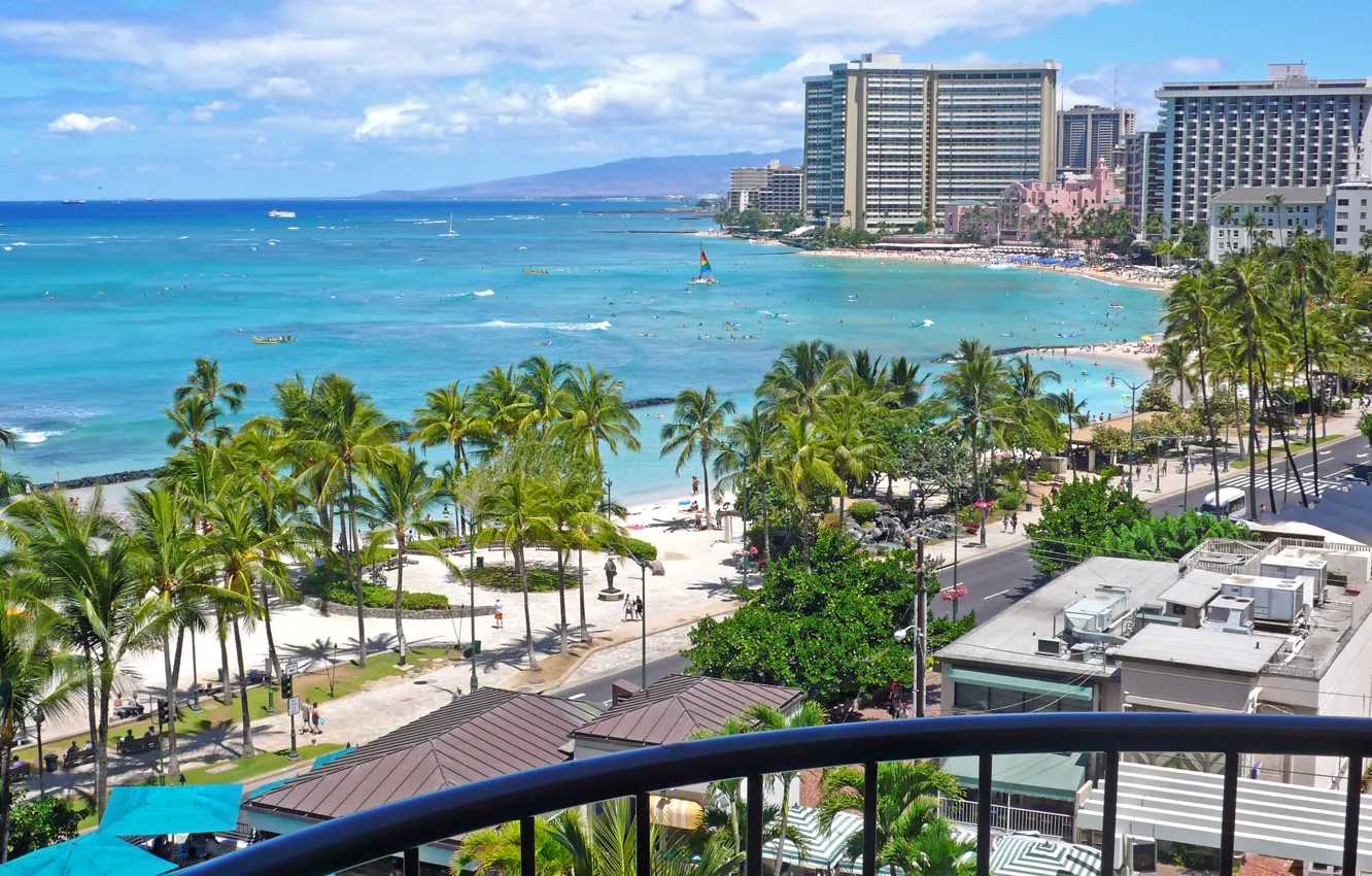 Фото обои море, пляж, beach, гаваи, hawaii, Honolulu