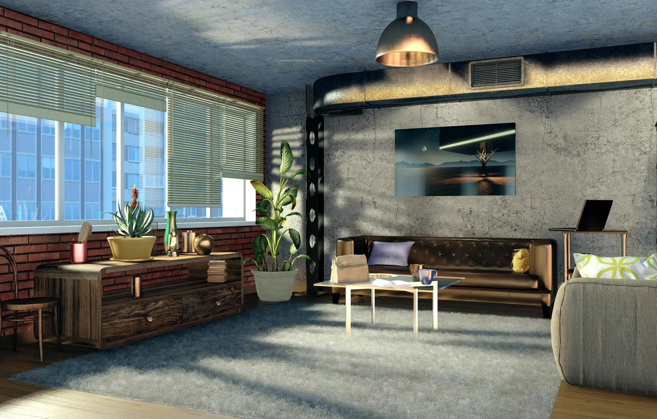 Фото обои дизайн, стиль, интерьер, гостиная, modern design, лофт, living room loft