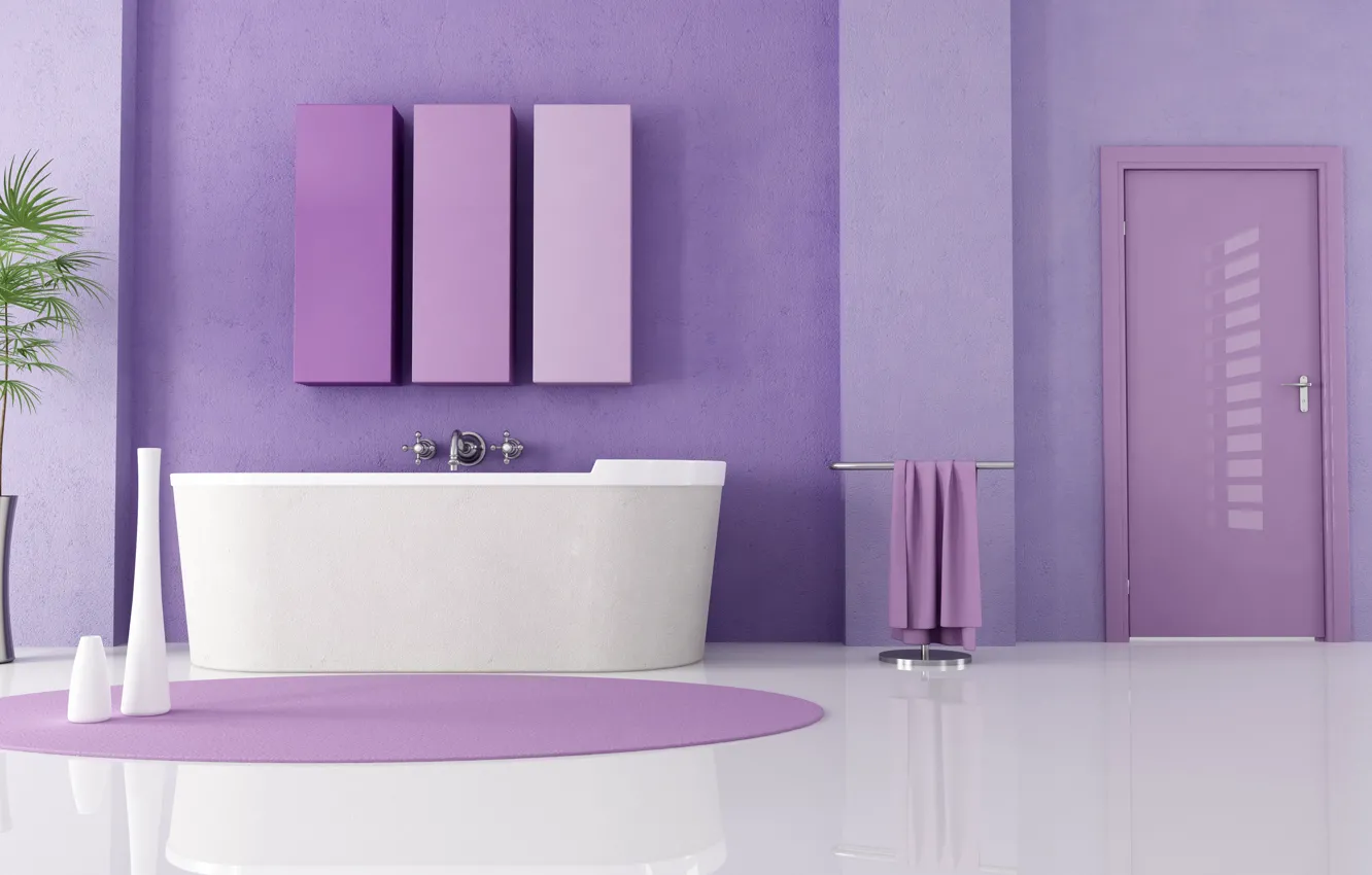 Фото обои дизайн, стиль, комната, сиреневый, вилла, цвет, интерьер, ванная