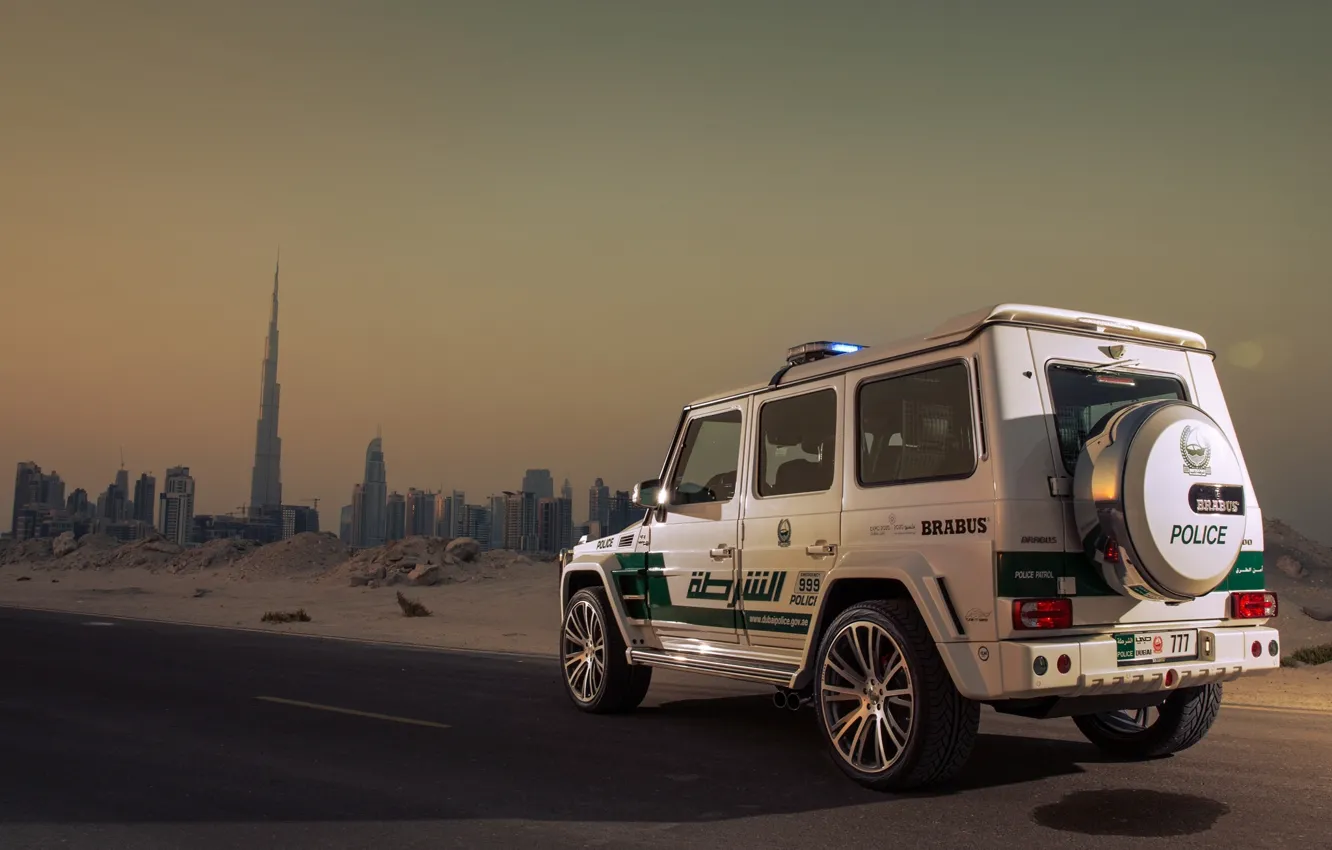 Фото обои Mercedes-Benz, Brabus, Car, Dubai, Police, AMG, G63