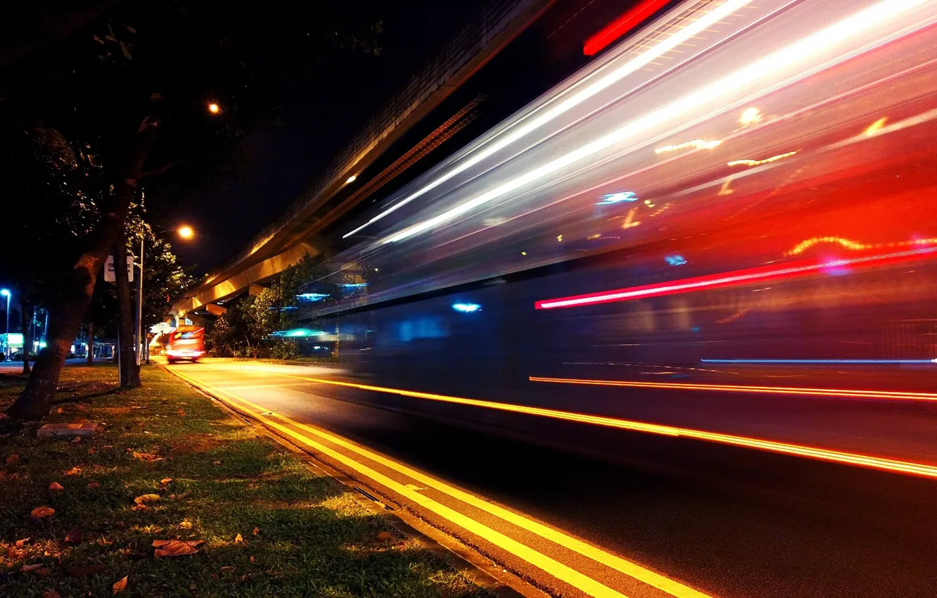 Фото обои city, город, движение, Ночь, выдержка, night, traffic, exposure