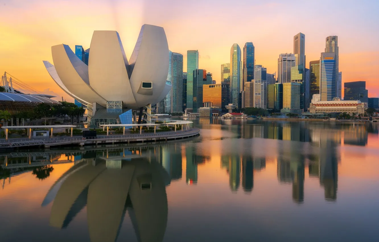 Фото обои город, утро, Сингапур, строения, Singapore, Singapore city