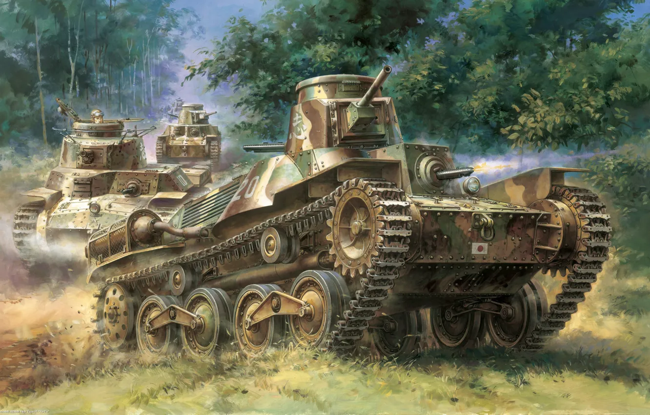 Фото обои война, арт, танк, японский, лёгкий, &ampquot;Ha-Go&ampquot;, тип-95, Type 95