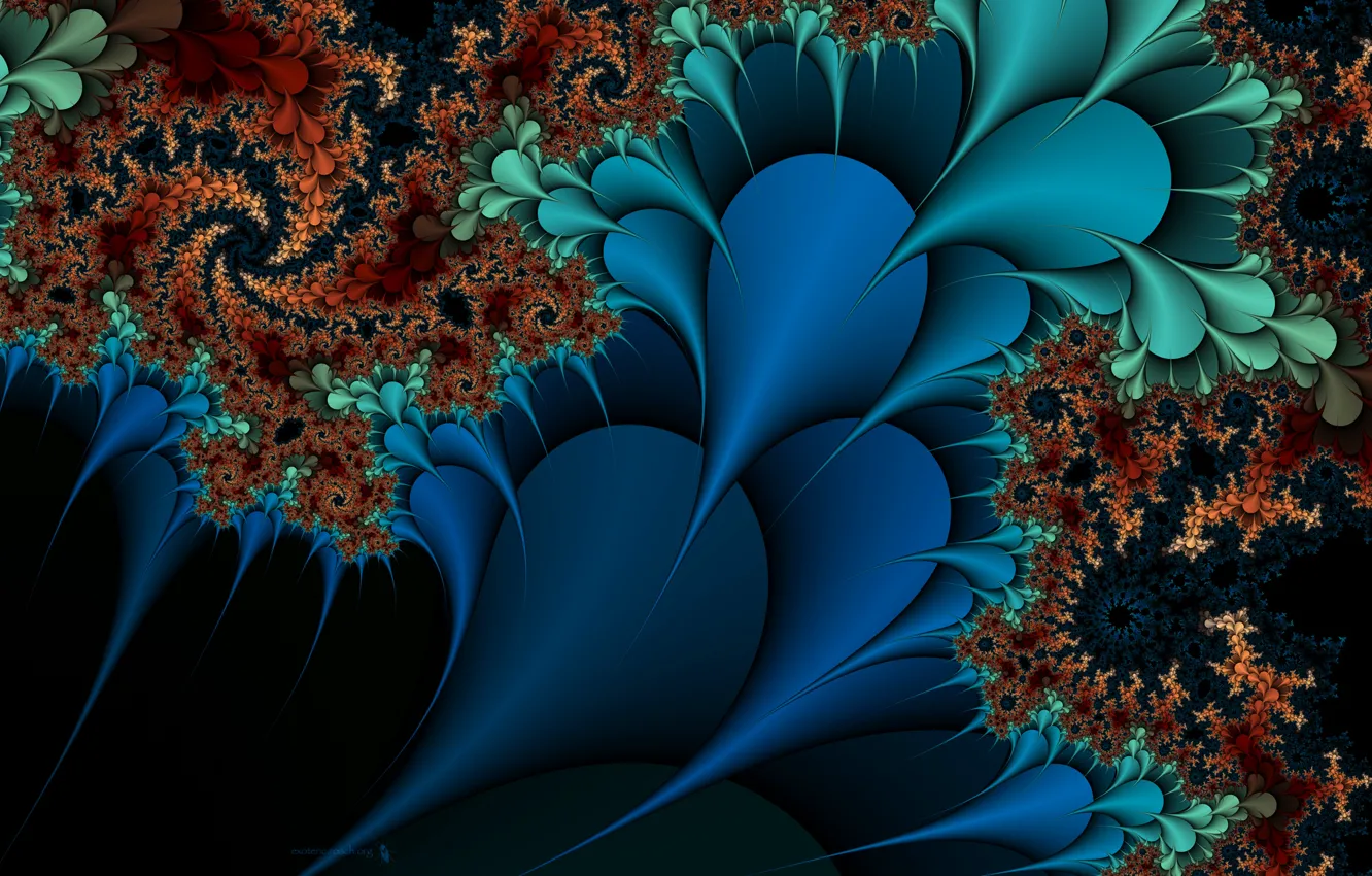 Фото обои green, blue, fractal