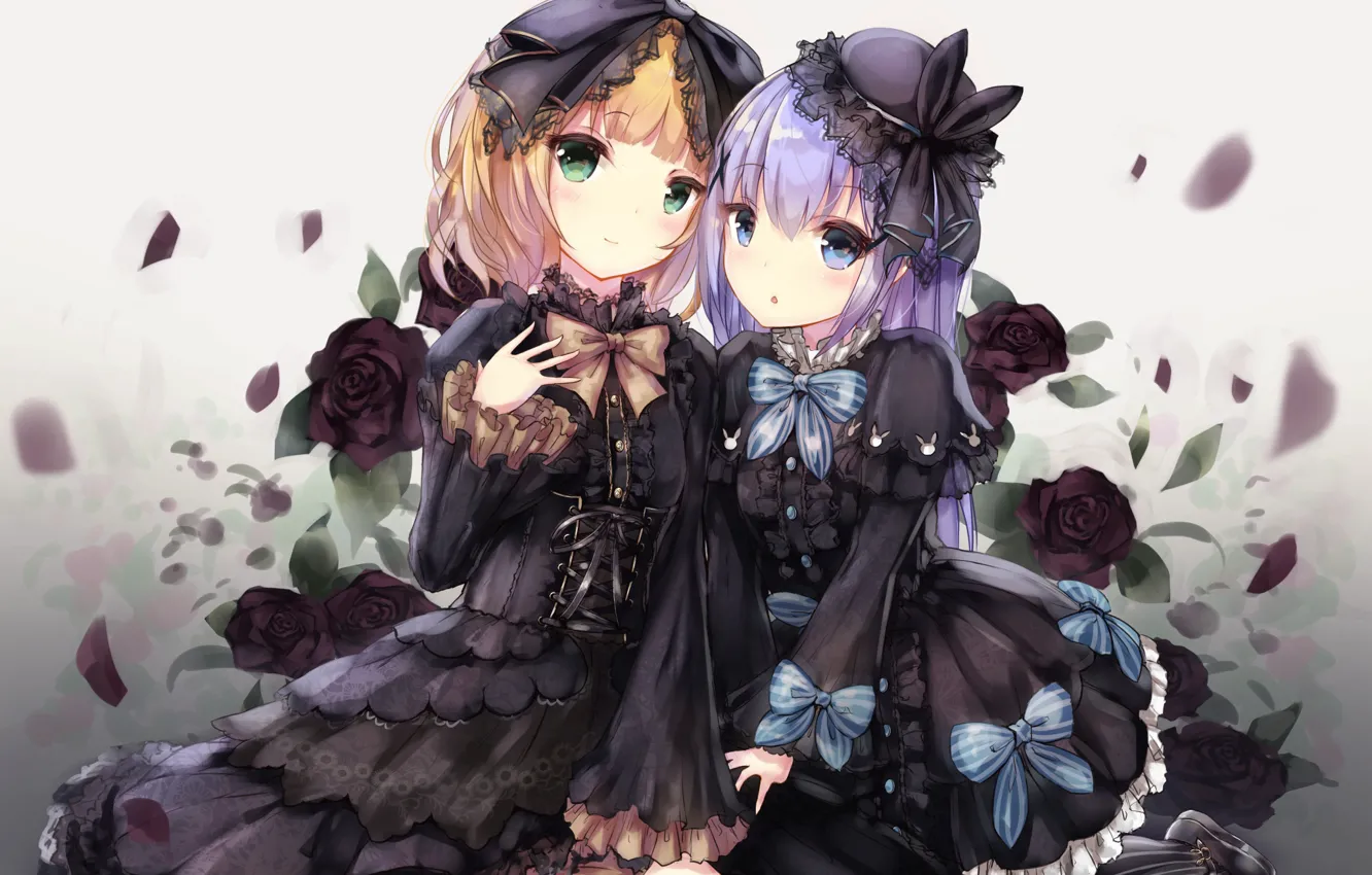 Фото обои розы, аниме, девочка, Gochuumon wa usagi desu ka?