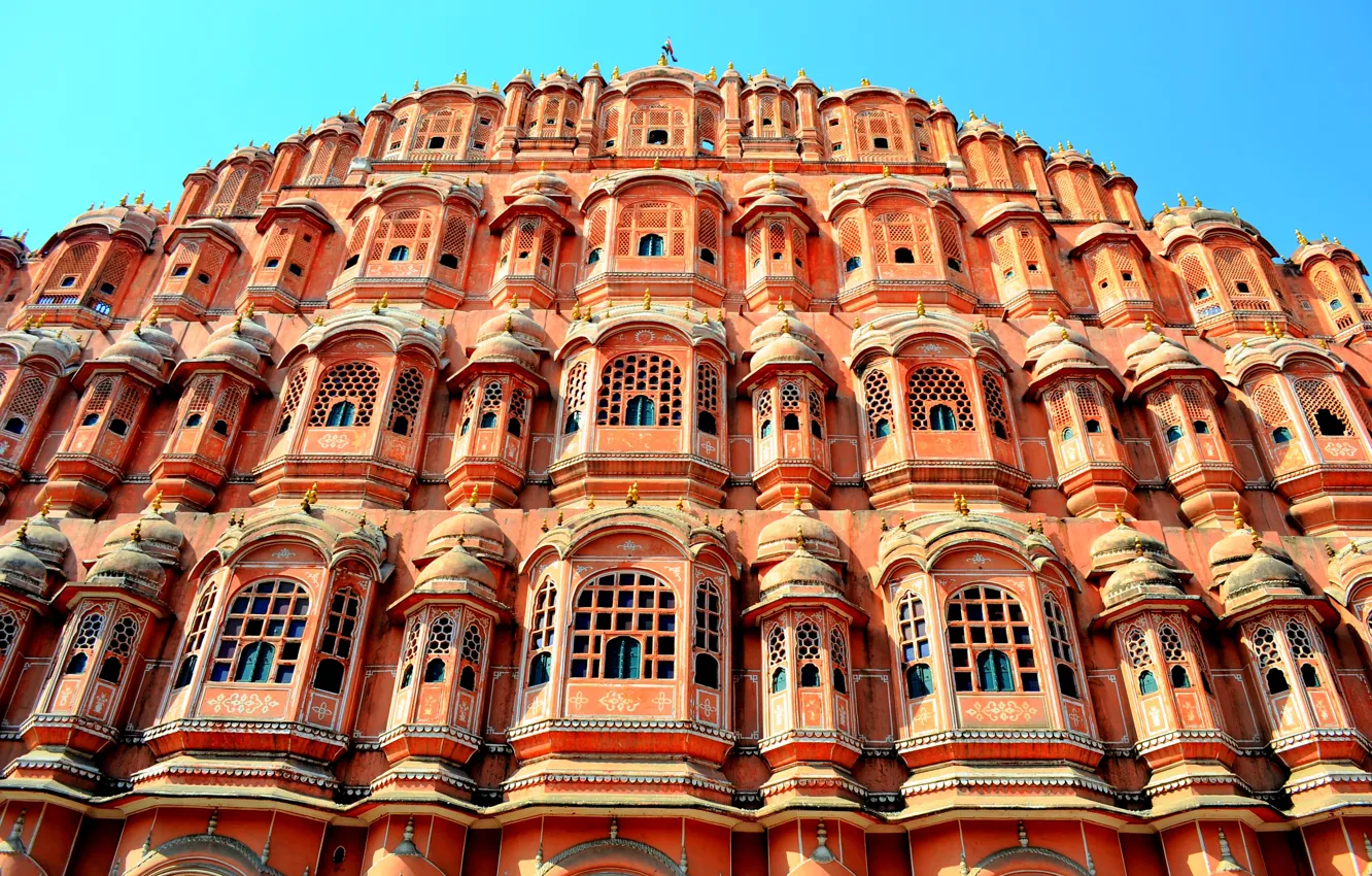 Фото обои город, Индия, India, Джайпур, городской дворец, Hawa Maha, palace in Jaipur