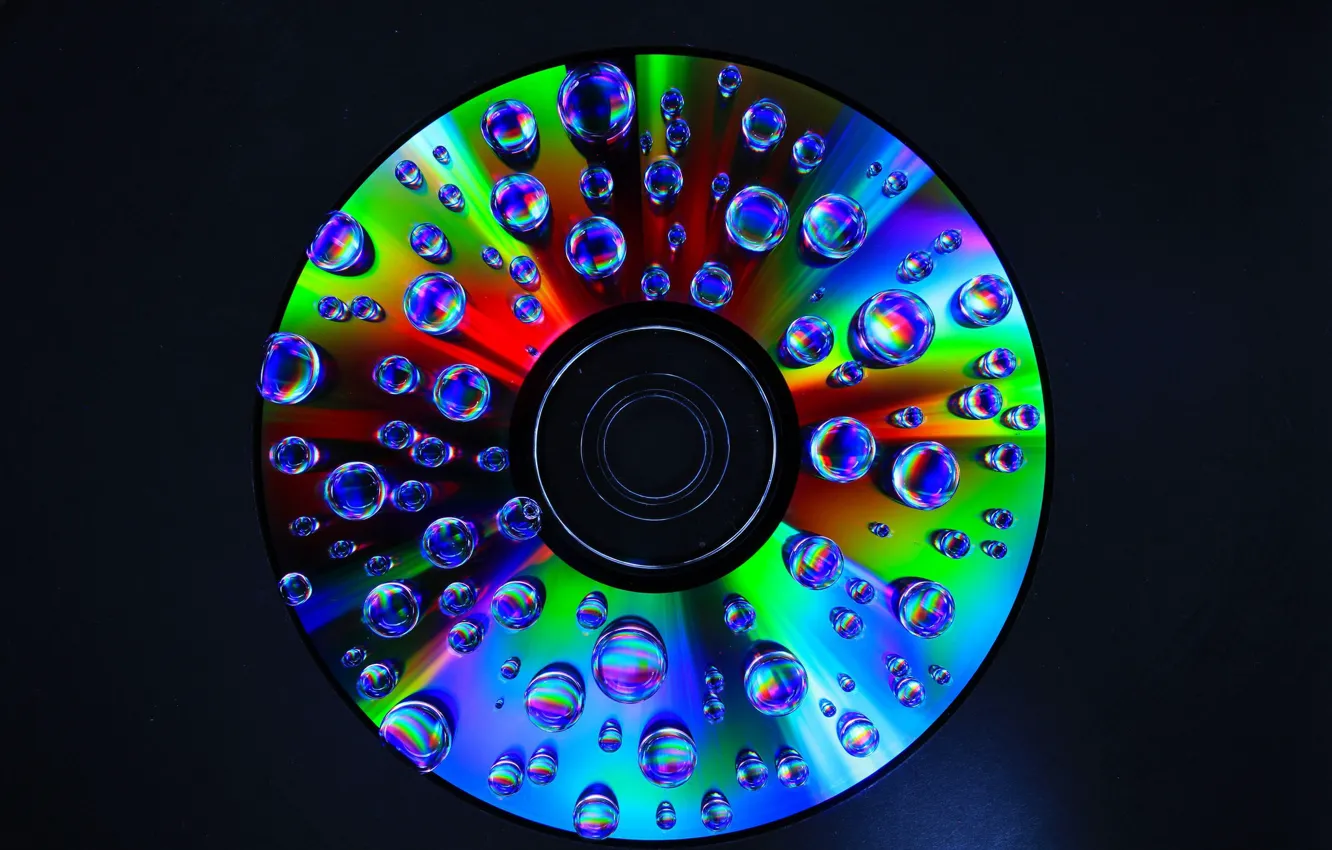 Фото обои капли, фон, диски