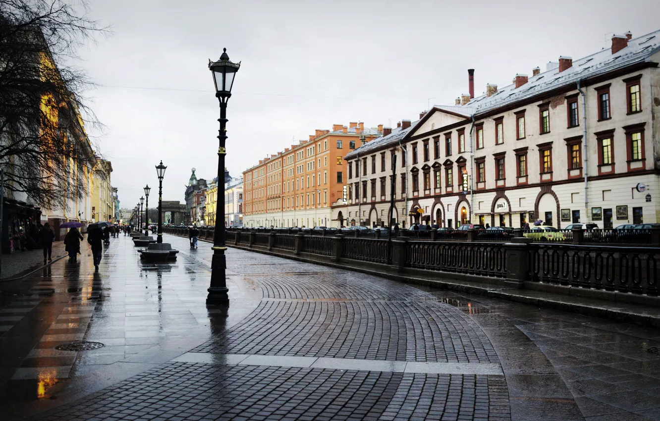 Фото обои дождь, пасмурно, Питер, Санкт-Петербург, лужи, Россия, Russia, спб