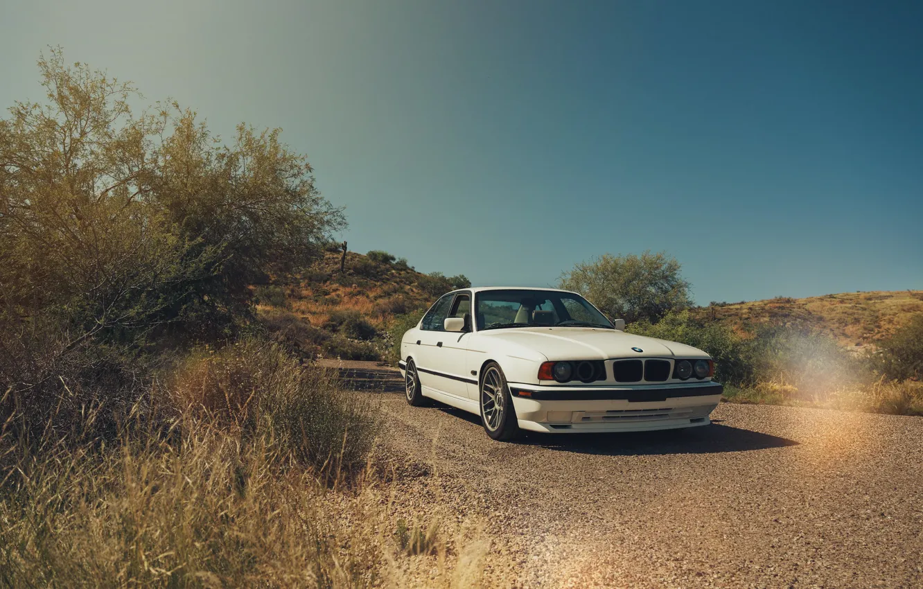 Фото обои BMW, White, E34, 525, S-series