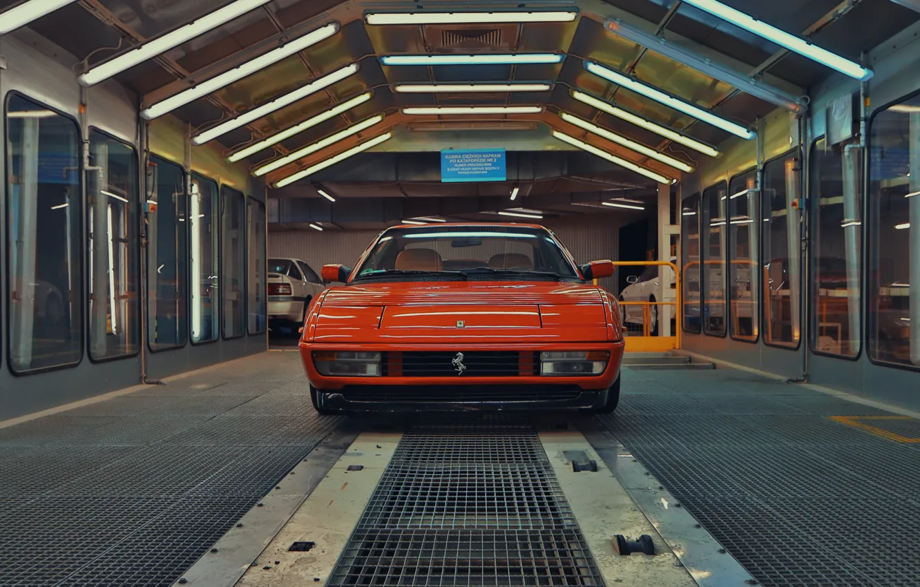 Фото обои Ferrari, Car, Lights, Legend, Idol, Garage, Testarossa, Sportscar