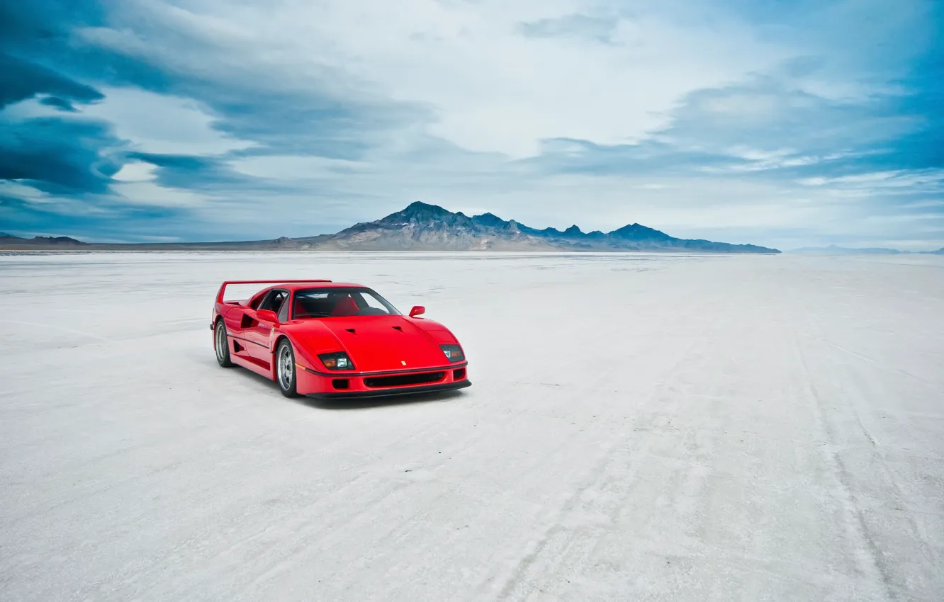 Фото обои Ferrari, F40, Mountains
