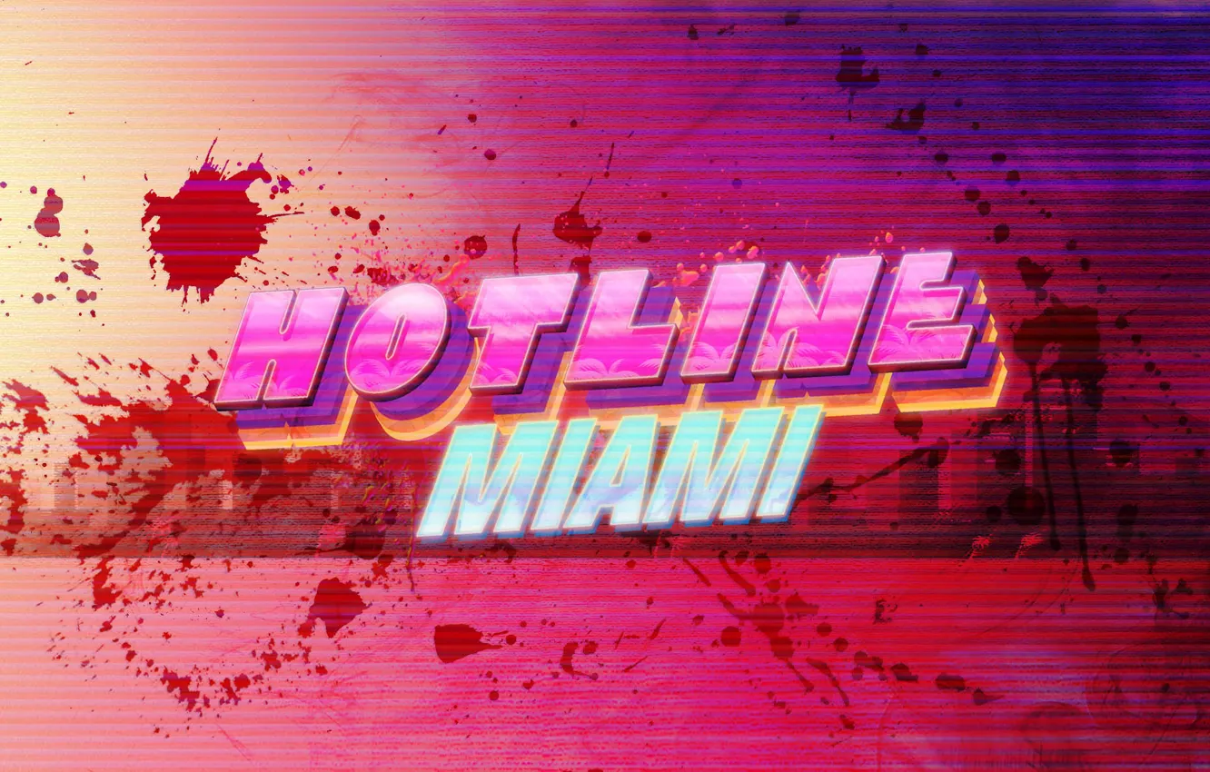 Фото обои кровь, игра, неон, лого, майами, hotline miami