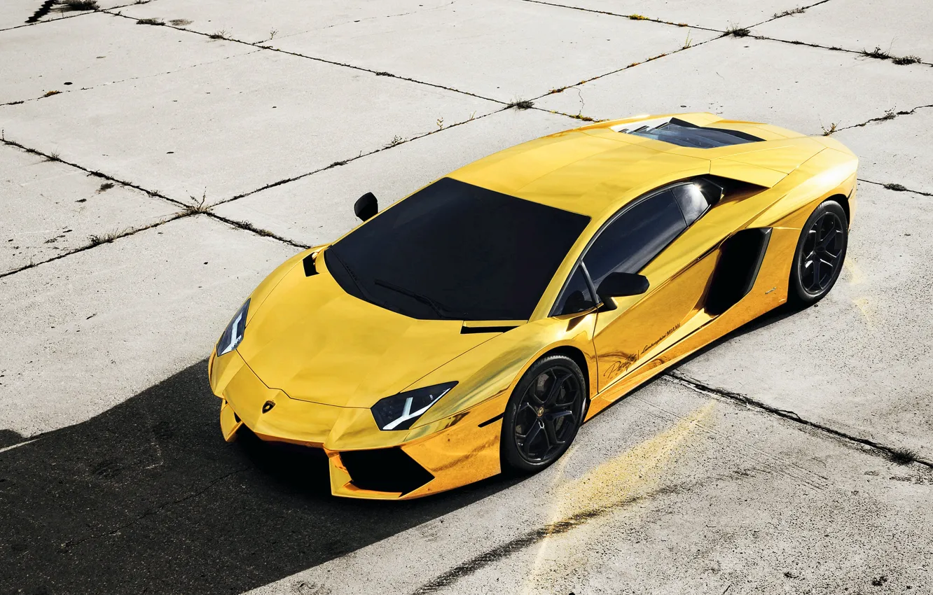 Фото обои Авто, Lamborghini, Тюнинг, Машины, Золото, Aventador, Gold, Спорткар