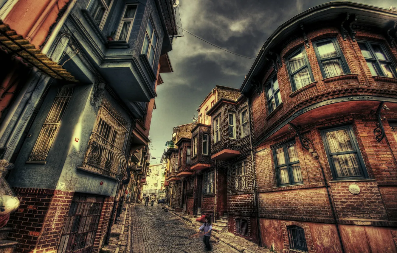 Фото обои дорога, здания, HDR, дома, road, Стамбул, Турция, street