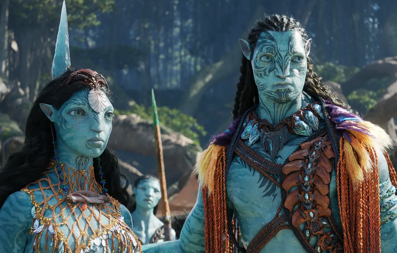 Фото обои Avatar, Kate Winslet, Cliff Curtis, Na'vi, Avatar: The Way of Water, Ronal, Tonowari, Metkayina