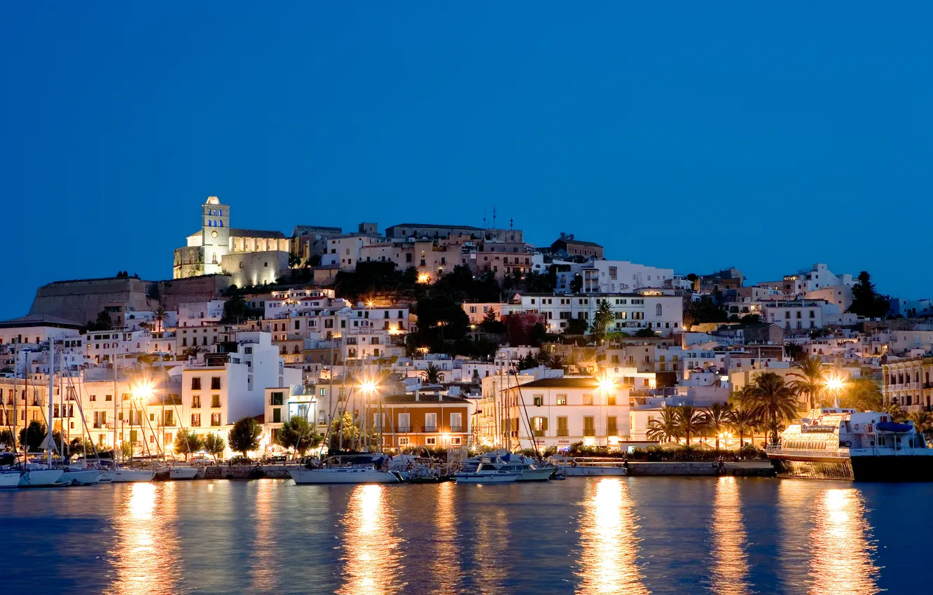 Фото обои город, пристань, вечер, Ibiza