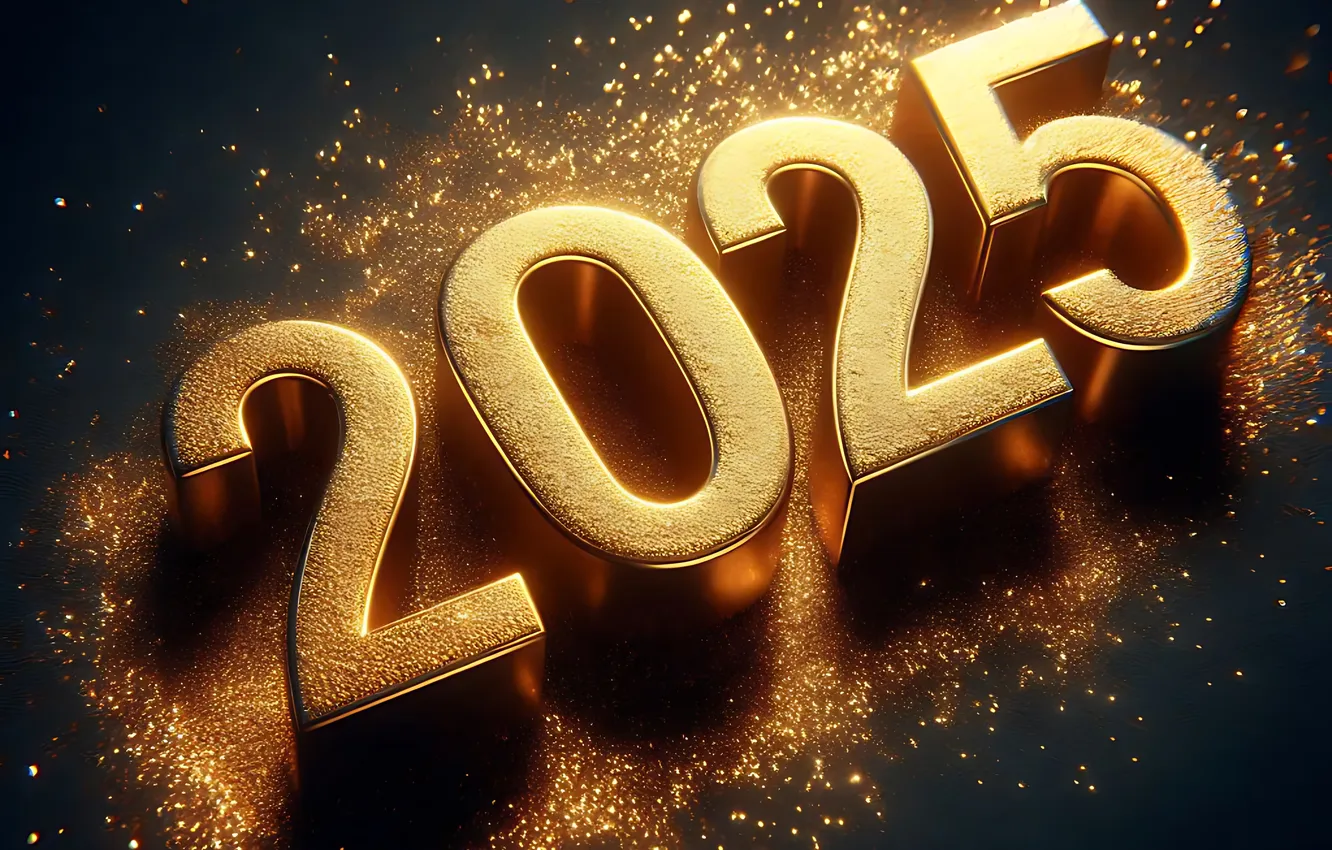 Фото обои Новый Год, цифры, golden, new year, numbers, 2025