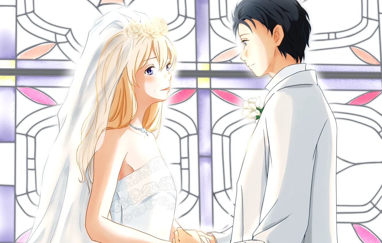 Фото обои невеста, свадьба, жених, Shigatsu wa Kimi no Uso, Твоя апрельская ложь