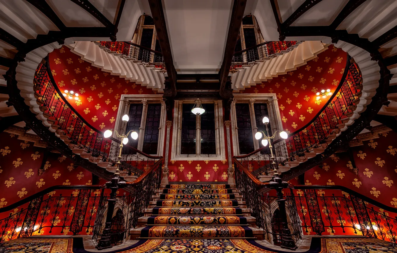 Фото обои Англия, Лондон, лестница, отель, St. Pancras Renaissance
