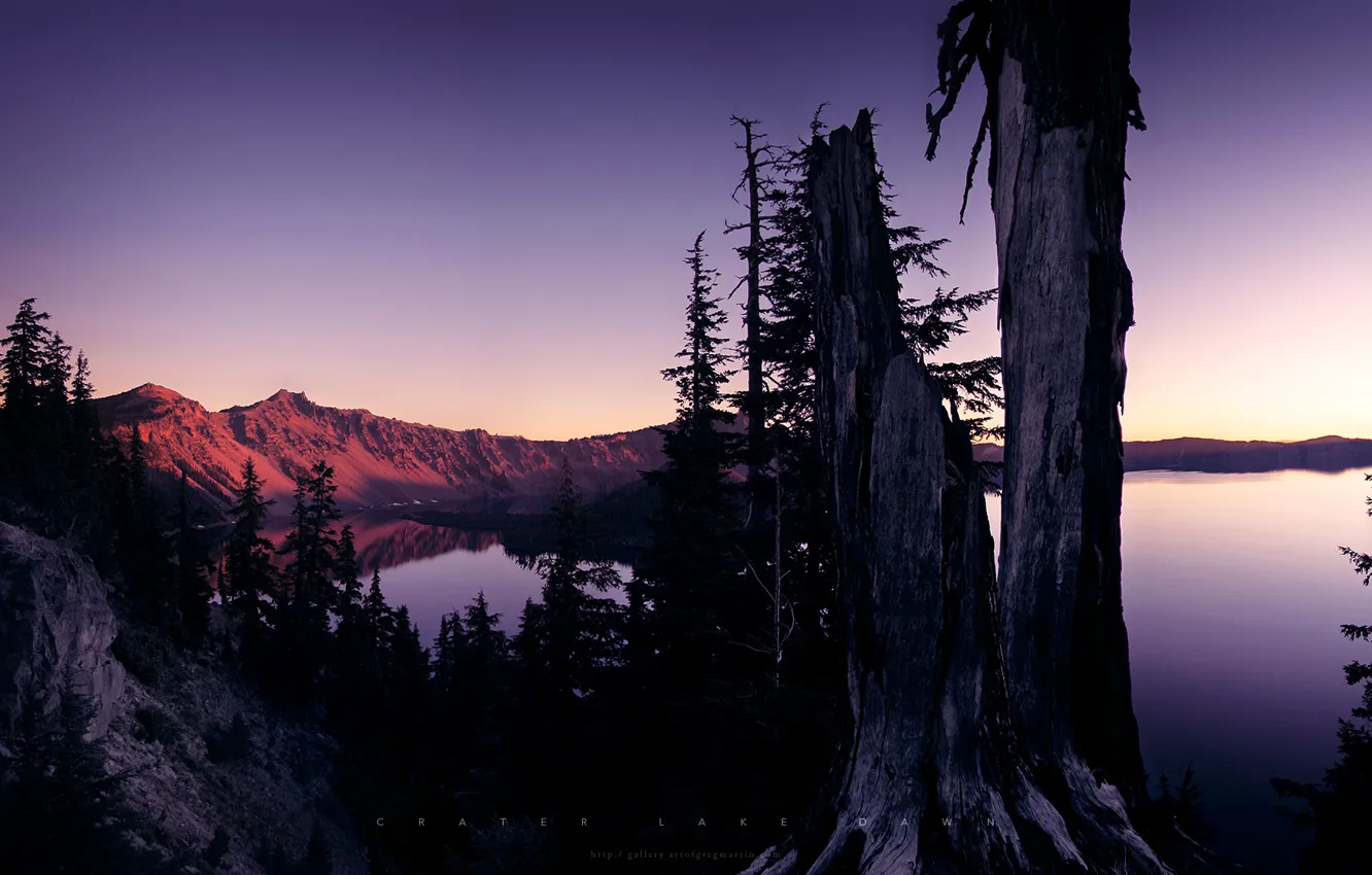 Фото обои деревья, закат, горы, озеро