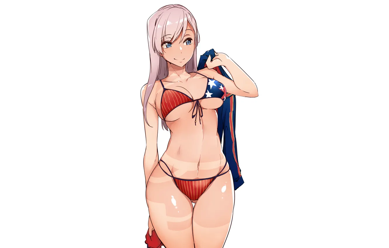Фото обои girl, sexy, cleavage, pink hair, long hair, boobs, anime, blue eyes