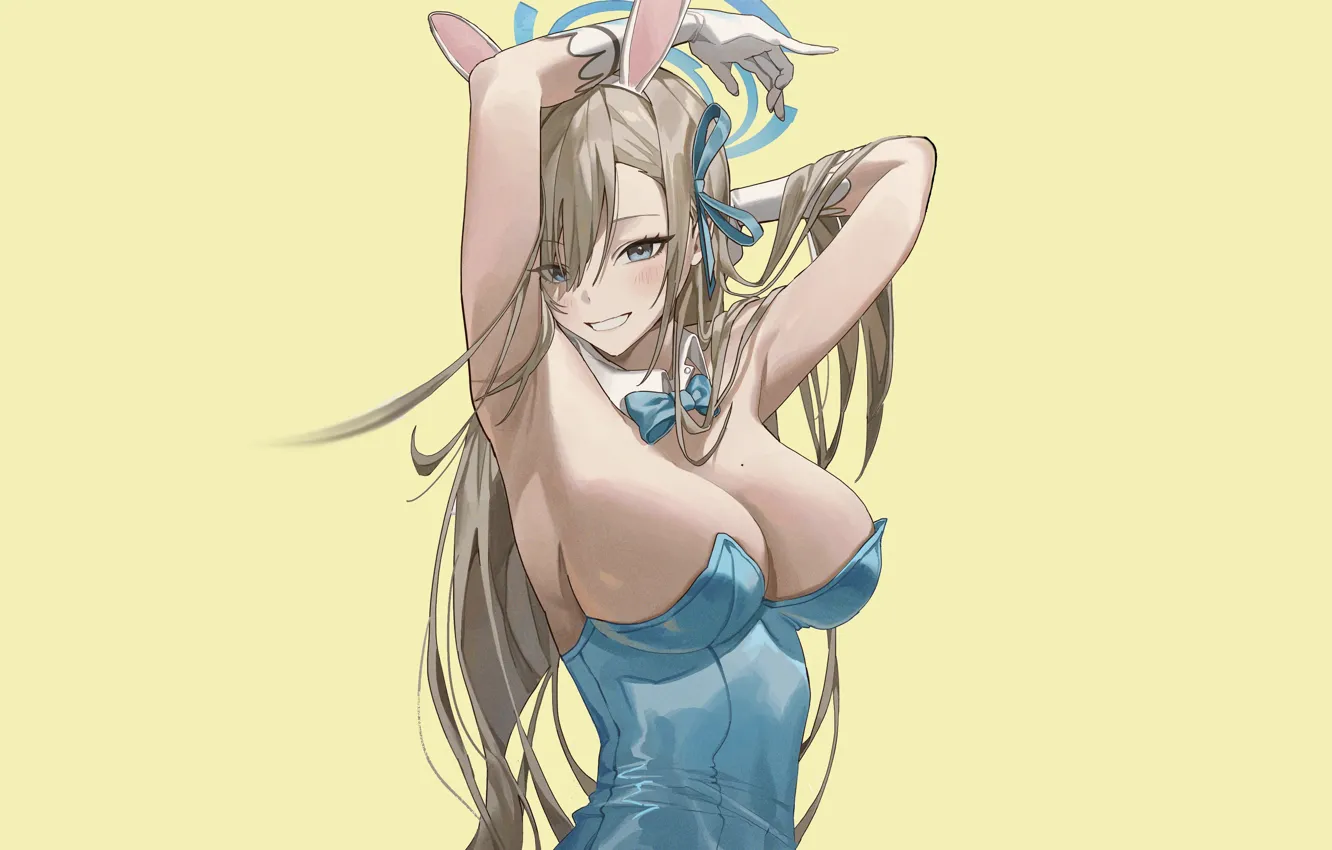 Фото обои girl, hot, sexy, boobs, blue, rabbit, anime, pretty