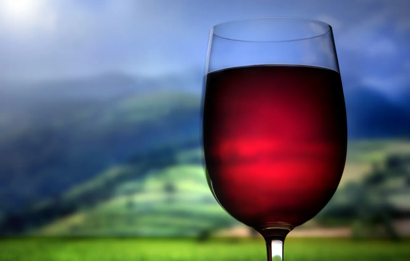 Фото обои вино, красное, холмы, бокал, напиток