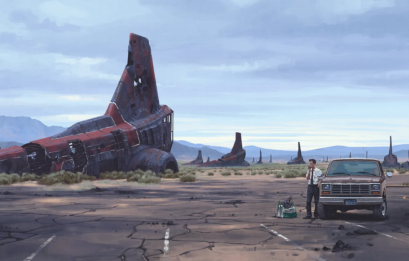 Фото обои Рисунок, Art, Фантастика, Simon Stalenhag