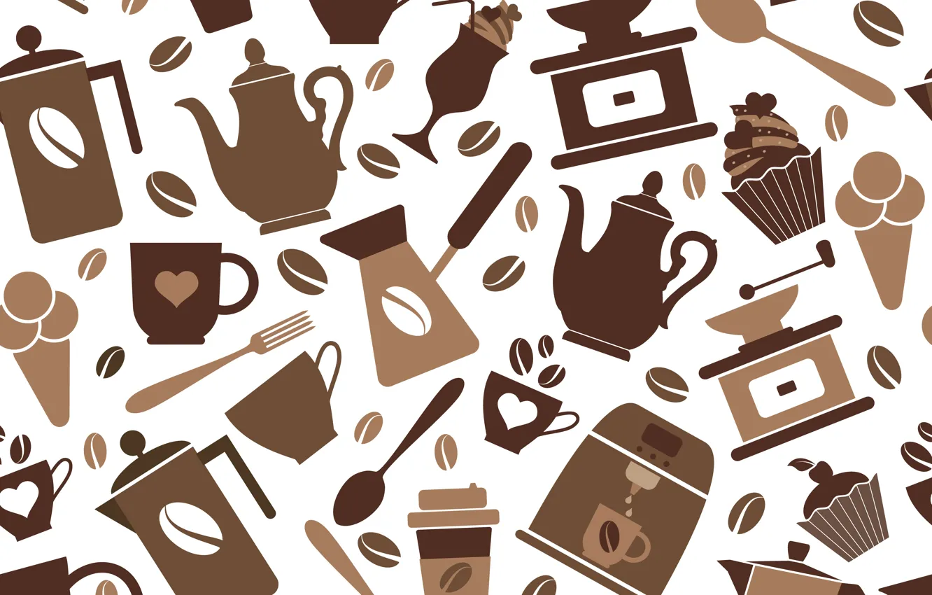 Фото обои фон, vector, кофе, текстура, background, coffee, seamless pattern